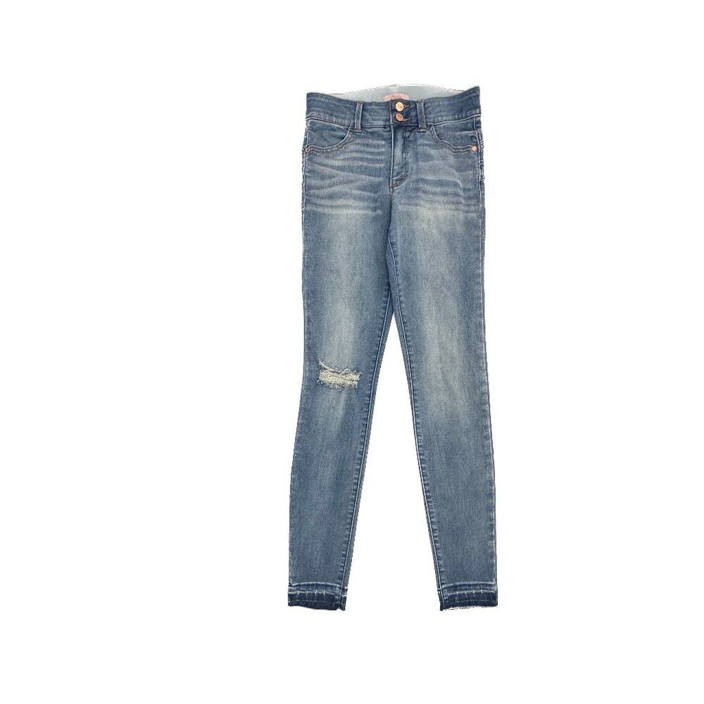 Candie's Raw Hem Distressed Skinny‎ Women's size 0 Medium Blue Denim jeans